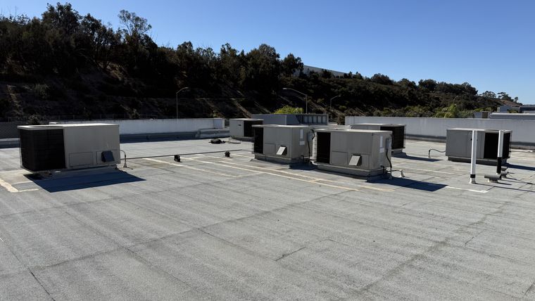 Multiple rooftop HVAC package units