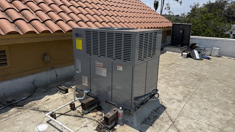 Rooftop package AC unit on roof
