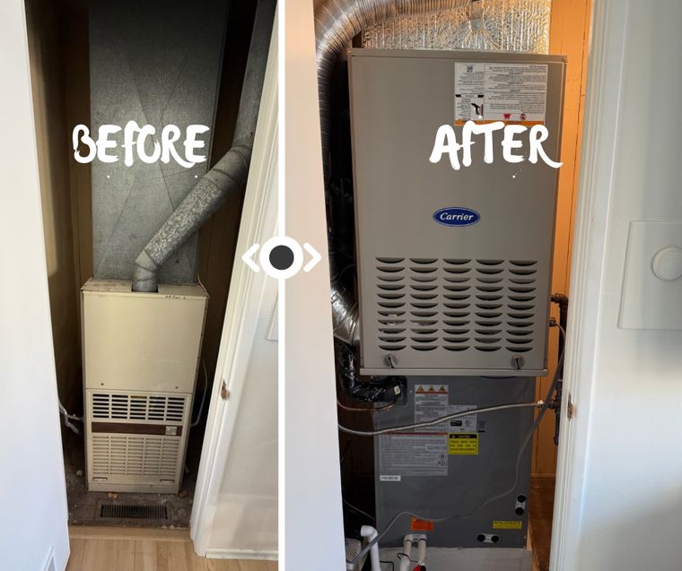 Furnace before-and-after replacement comparison