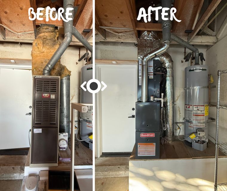 Before/after Goodman furnace and water heater